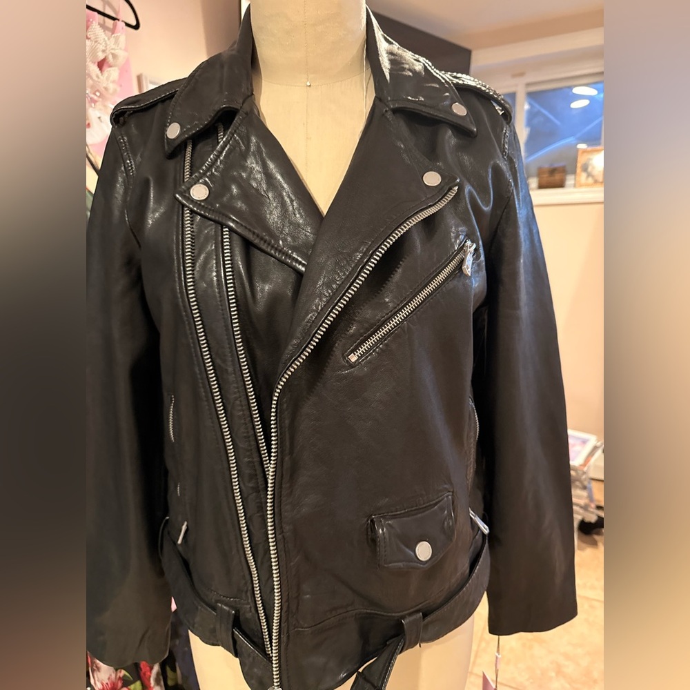 Avec Les Filles Black Leather Moto Jacket